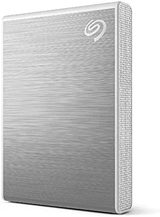 Seagate One Touch SSD, 500 GB, plata, velocidad de hasta 1030 MB/s, con app para Android, 1 año de Mylio Create, 4 meses del plan Adobe Creative Cloud Photography y servicios Rescue (STKG500401)