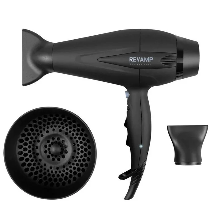 Secador de pelo revamp progloss 5500 – 2400w – tecnología iónica – 4 intensidades calor – 2 velocidades – chorro aire frío – 2 concentradores+difusor