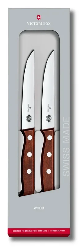Set de 2 cuchillos para bistec Wood, 12 cm