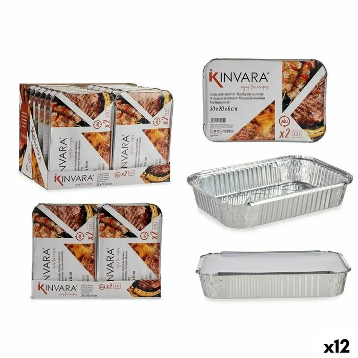 Set de bandejas para Alimentos Kinvara 82176 Plateado Aluminio 2,3 L 21 x 6 x 30,5 cm (12 Unidades) – Marca: Kinvara – EAN: 4899888774396