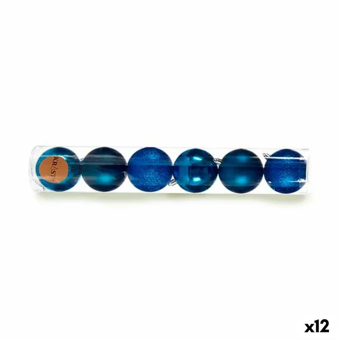 Set de bolas de navidad azul plástico 8 x 9 x 8 cm (12 unidades)