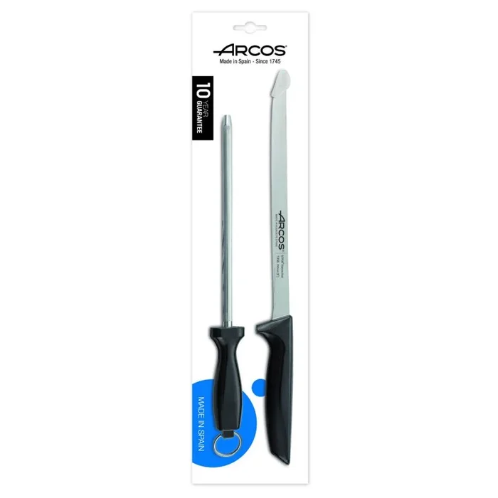 Set de cuchillos Jamoneros Arcos Niza 136700 de 2 piezas de acero inoxidable Nitrum y mango de polipropileno en display
