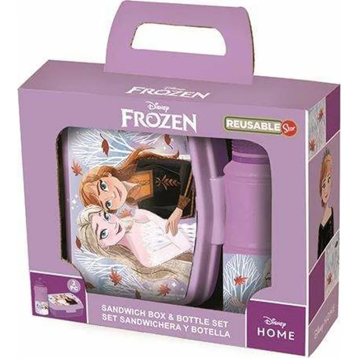 Set de fiambrera rectangular y botella sport de 380 ml de Frozen