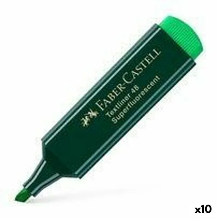 Set de marcadores fluorescentes faber-castell textliner 48 verde (10 unidades)