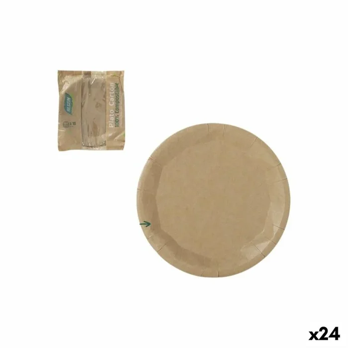 Set de platos algon marrón 22 cm 10 piezas (24 unidades)