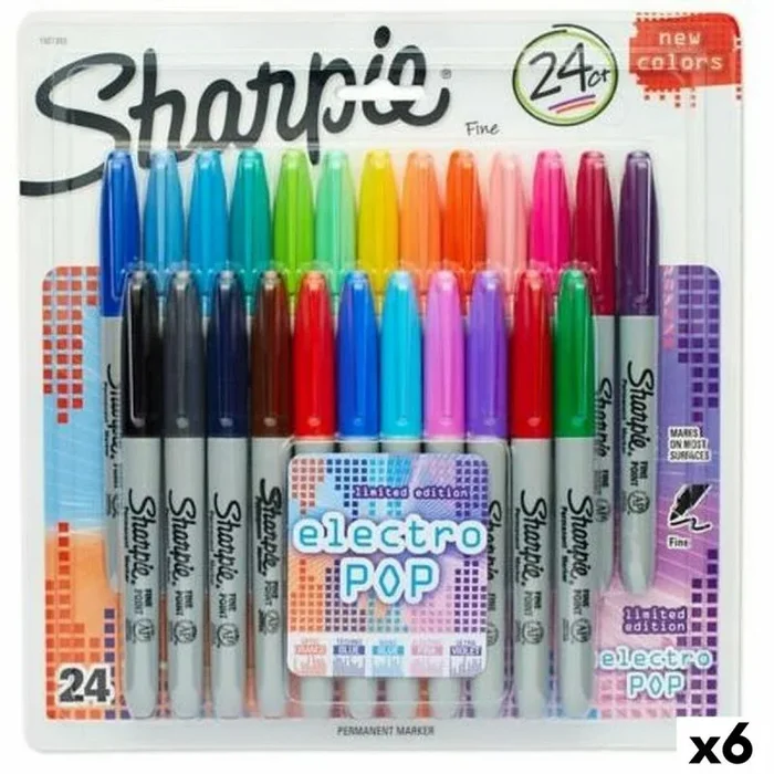 Set de rotuladores sharpie electro pop multicolor 24 piezas 1 mm (6 unidades)