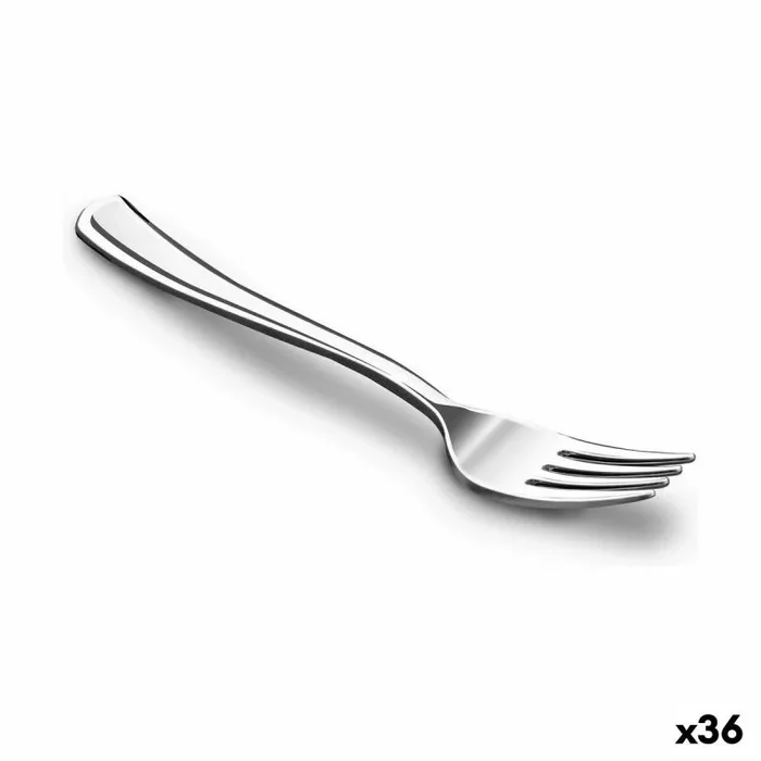 Set de tenedores reutilizables algon plateado 10 piezas 18,5 cm (36 unidades)