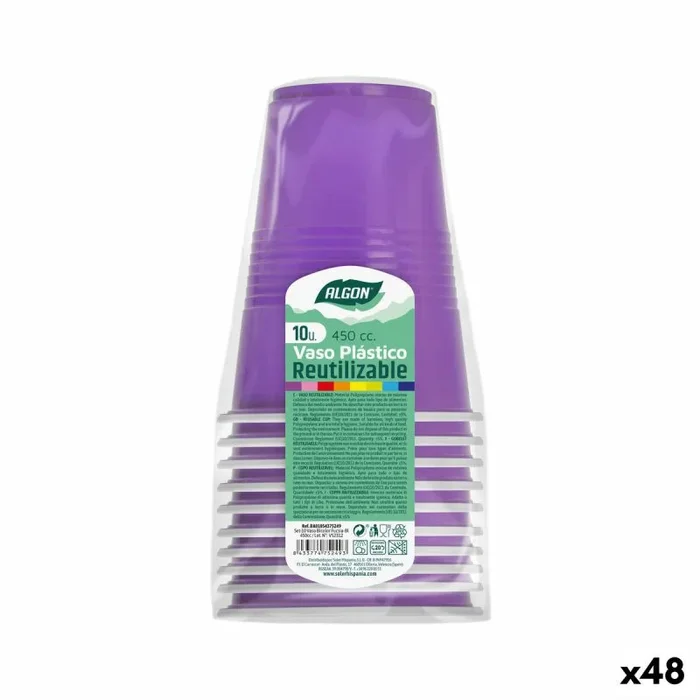 Set de vasos reutilizables algon fucsia 48 unidades 450 ml (10 piezas)