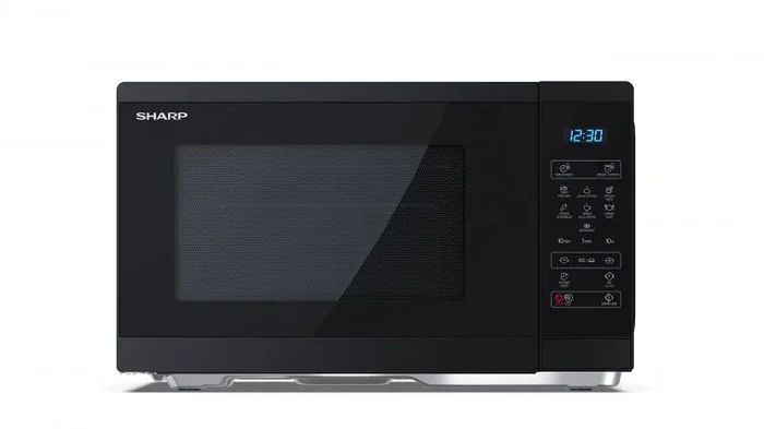 SHARP YC-MS252AE-B – Microondas (900 W, 11 niveles de potencia, función de descongelación, dimensiones 47,2 x 28 x 34,5 cm), color negro
