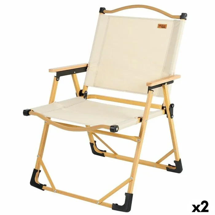 Silla de camping plegable aktive sabana tierra 47 x 77 x 51 cm (2 unidades)