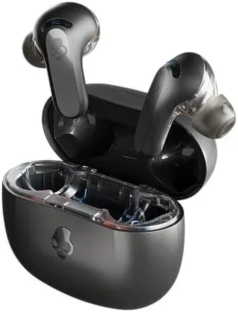 Skullcandy Rail ANC Auriculares In-Ear Inalámbricos con Cancelación de Ruido, 27 h de Autonomía, Micrófono, Compatibles con iPhone Android y Dispositivos Bluetooth – Negro