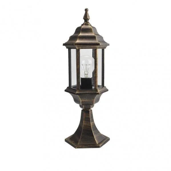 Sobremuro exterior aluminio pollux 1xe27 neg/oro 48,5x17x17 cm ip44