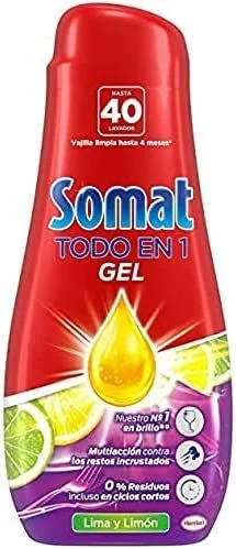 Somat Lavavajilla Líquido,Todo en 1, Lima y Limón, 720ml