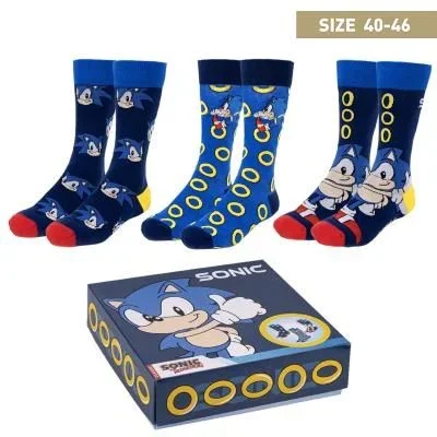 Sonic Calcetines, Multicolor, 40-46 Unisex Adulto