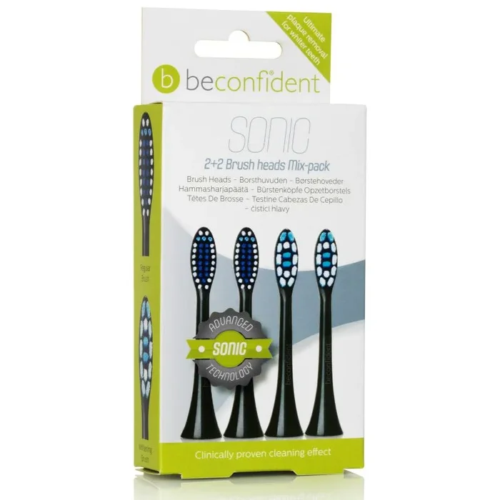 Sonic Toothbrush Heads Regular/Whitening Black Lote 4 Pz