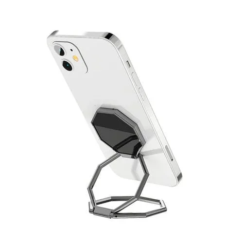 Soporte de Teléfono y Tableta Plegable Escritorio Coche Succión Magnética Giratoria Hebilla Metal (Negro)