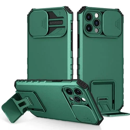 Soporte Estereoscópico Funda Deslizante para iPhone 15 Pro Camshield (Verde)