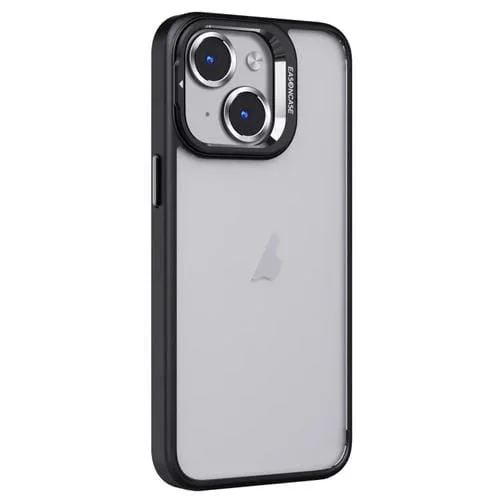 Soporte para Lente Invisible PC + Estuche para Teléfono Esmerilado TPU para iPhone 15 (Negro)