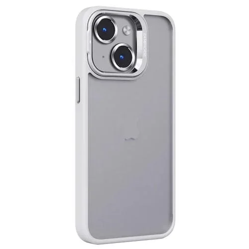Soporte para Lente Invisible PC + Estuche para Teléfono Esmerilado TPU para iPhone 15 Plus (Blanco)