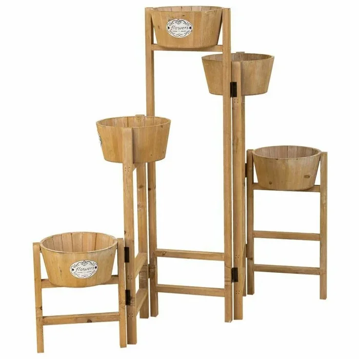 Soporte para maceta alexandra house living marrón madera de paulonia 20 x 90 x 124 cm