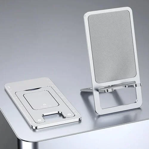 Soporte para Teléfono Aleación de Aluminio Plegable Portátil de Escritorio (Plateado)