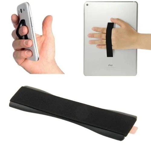 Soporte para teléfono con agarre de dedo para iPad Air y Air 2, iPad Mini, Galaxy Tab y otras tabletas (Negro)