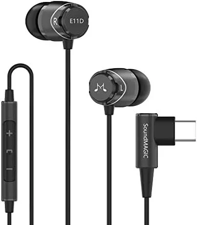 SoundMAGIC E11D Digitales Auriculares USB Tipo C con Micrófono Auricular con Cable HiFi Estéreo Graves Potentes Aislamiento de Ruido Compatibles con Android Negro