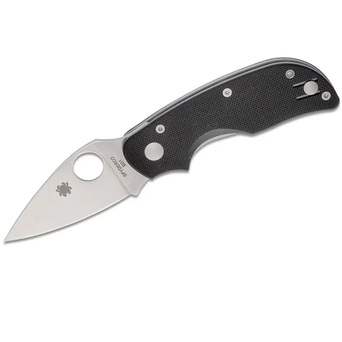 Spyderco STE-C129GP Navaja de caza Cat con hoja lisa de acero CTS BD1N de 6.2 cm de longitud y mango G-10 de color negro. Incluye clip de bolsillo multiposición