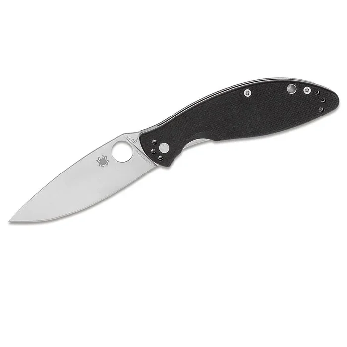 Spyderco STE-C252GP Navaja plegable Astute hoja lisa de cero 8Cr13MoV de 7.7 cm Drop Point de acabado satinado y mango de G-10 de color negro . Incluye clip de bolsillo ambidiestro
