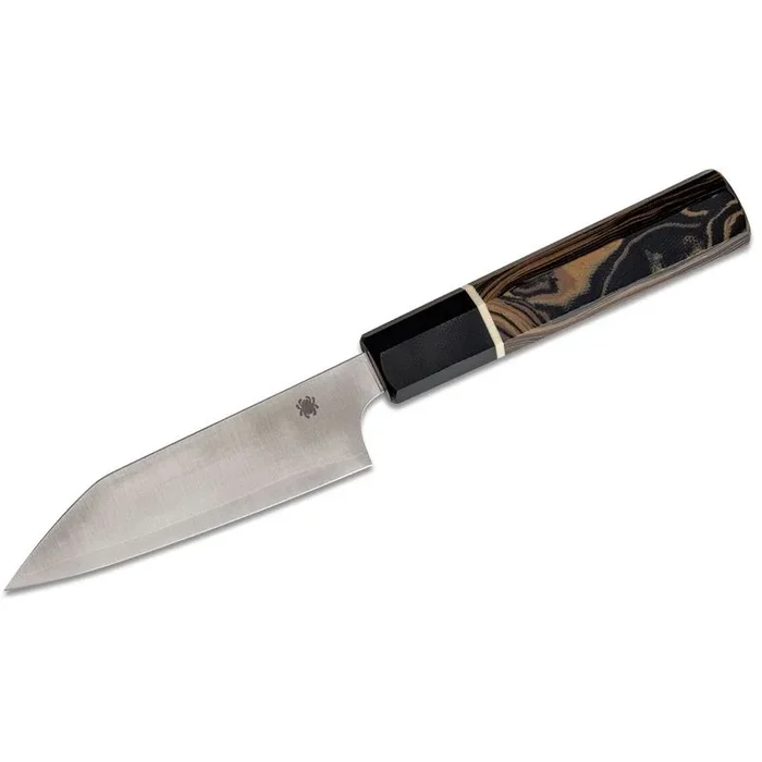 Spyderco STE-K15GPBNBK Cuchillo de Cocina Japonés Murray Carter Itamae Petty de hoja lisa acero Super Blue/SUS410 de 11.6 cm de largo con Mango G-10 de color negro