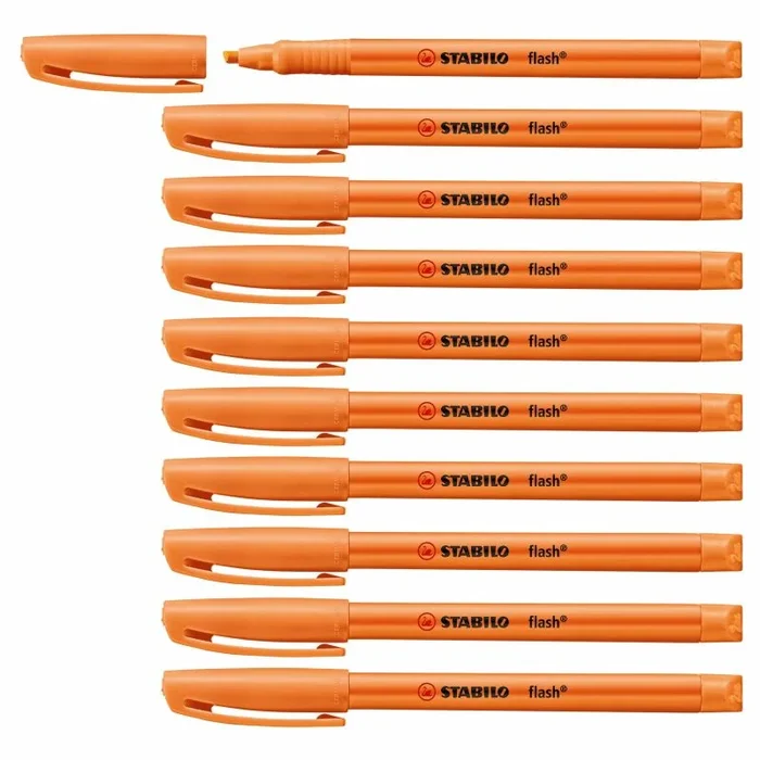 STABILO Marcador fluorescente de bolsillo flash – Caja con 10 unidades – Color naranja