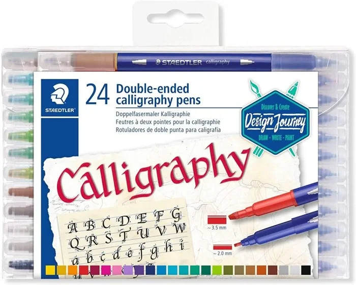 STAEDTLER Design Journey 3005 TB24. Rotuladores para lettering de doble punta. Caja con 24 marcadores de colores variados.