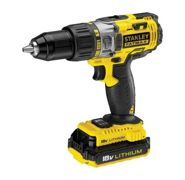 STANLEY FATMAX FMC625D2-QW – Taladro percutor 18V, 27.200 ipm, con 2 baterías de litio 2Ah y maletín, Color Negro / Amarillo