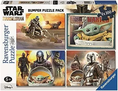 Star wars mandalorian 4 puzzles 100 pzas