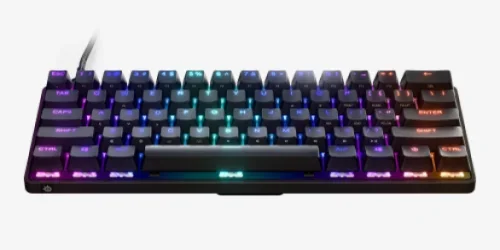 SteelSeries Apex 9 Mini – Teclado Mecánico de Gaming – Interruptores ópticos – Accionamiento de 2 puntos – Forma compacto Esports Mini 60 % – Interruptores intercambiables – Teclado americano (QWERTY)
