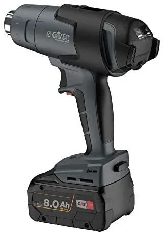 Steinel Mobile Heat MH 3 Pistola de Calor móvil MH3 con batería de 8,0 Ah y Cargador, 18 V, soplador de Aire Caliente Profesional con maletín, 500 °C|200 l/min, Gris y Negro