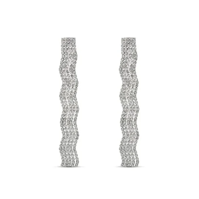 STROILI Pendientes Orecchini Collezione Romantic Shine pendenti in Metallo Colore Silver con zirconi Bianchi 1683806 Marca
