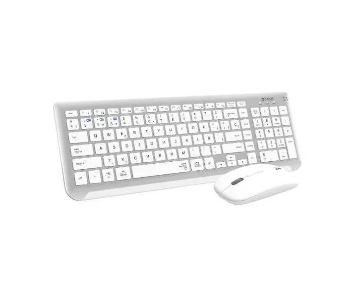 SUBBLIM Teclado con Ratón Bluetooth + 2.4G Combo Dual Prestige Extendido Plata/Blanco