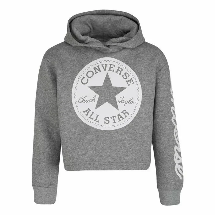 Sudadera con capucha unisex converse chuck patch crop g gris oscuro 8-10 años