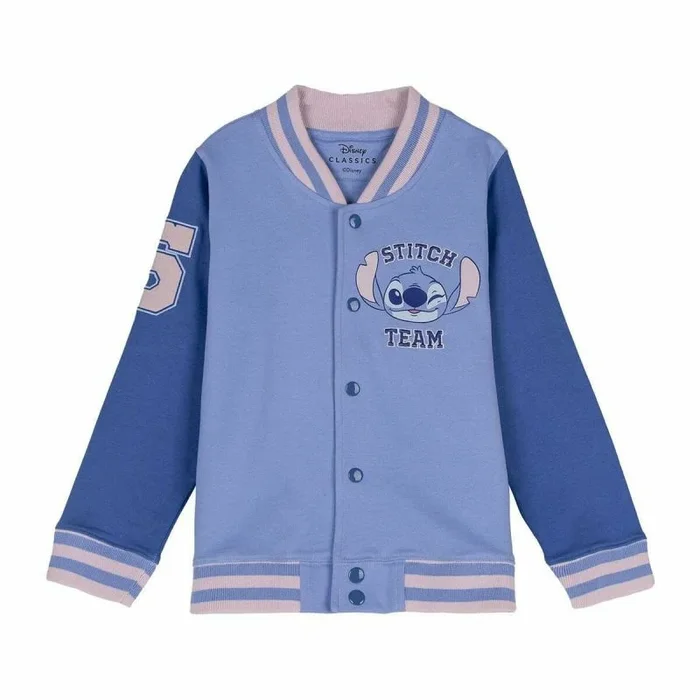 Sudadera de Stitch con Cierre de Botones – Color Azul y Rosa – Talla 14 Años – Elaborado con Poliéster Algodón de 260 gsm – Estampado con el Logo de Stitch Team – Producto Original Diseñado en España