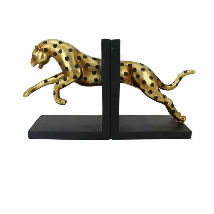 Sujetalibros dkd home decor leopardo resina (34.3 x 9.9 x 18.5 cm) (2 pcs)