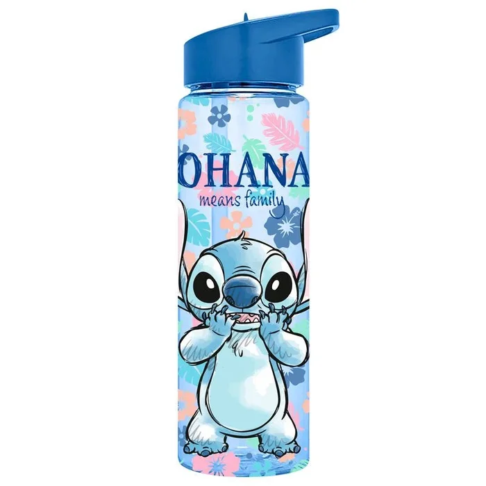 Suncity Botella de Agua Infantil Stitch Ohana 600 ml con pajita y asa incorporada