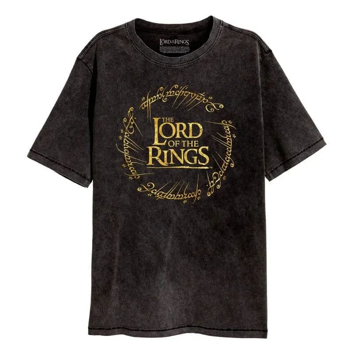 Superheroes Inc. – Camiseta oficial de Lord of The Rings con logotipo de lámina dorada, unisex, color negro, con ácido, Negro, M