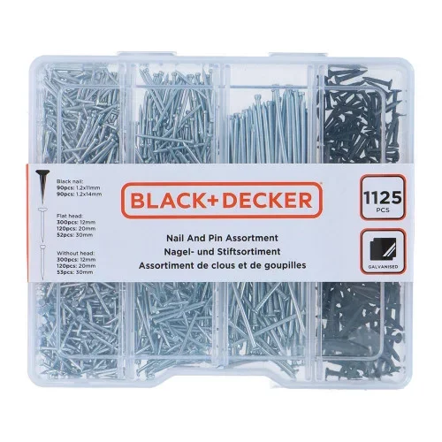 Surtido de clavos 1125 piezas black+decker