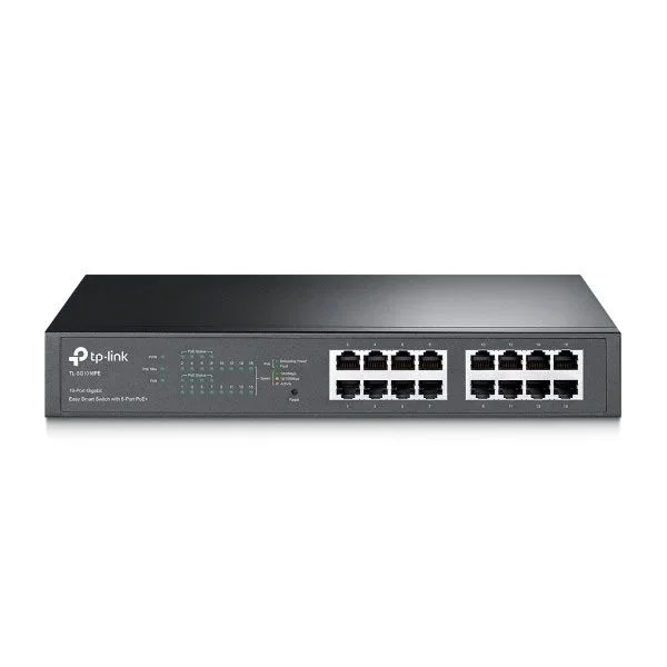 Switch semigestionable tp-link sg1016pe 16p (con 8p poe+) carcasa metalica giga 19 rack