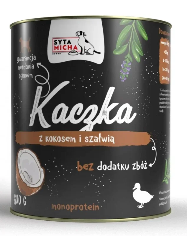 Syta micha duck with coconut and sage – comida húmeda para perros – 800g