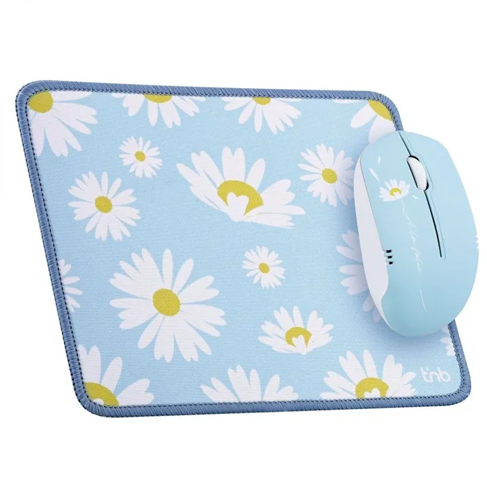 T’nB Bundle – Alfombrilla de ratón y ratón surtido, ergonómica suave, diseño exclusivo, antideslizante, color azul y amarillo
