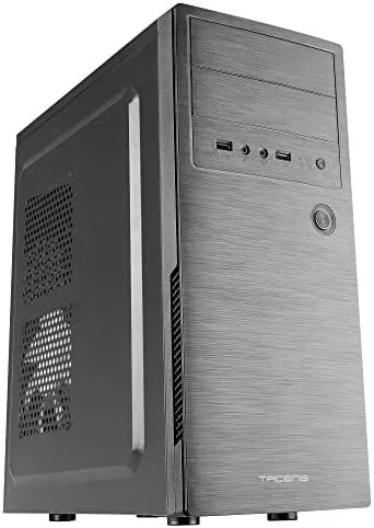 Tacens 2INITIOX, Caja PC Semitorre ATX, Ventilador 12cm, Frontal Aluminio Pulido, Negro
