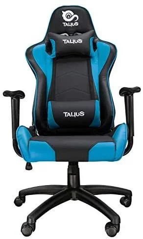 TALIUS Silla Gecko gaming negra/azul, brazos fijos, butterfly, base nylon, ruedas nylon, gas clase 4