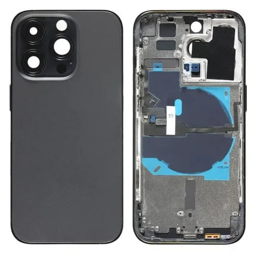 Tapa Trasera de Batería Apple iPhone 14 Pro con Cable Flex de Encendido, Volumen y Módulo de Carga Inalámbrica (Negro) Versión USA